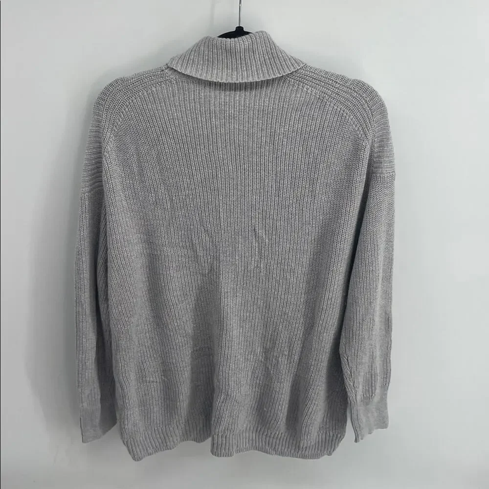 J. Crew cotton cashmere blend ribbed relaxed fit turtleneck pullover sweater S